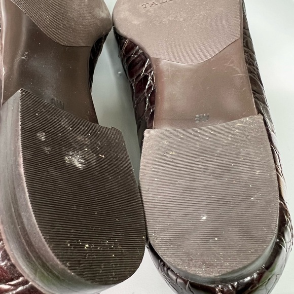 8W Talbots dark chocolate leather croc texture Penny loafers flats shoes - Picture 9 of 11